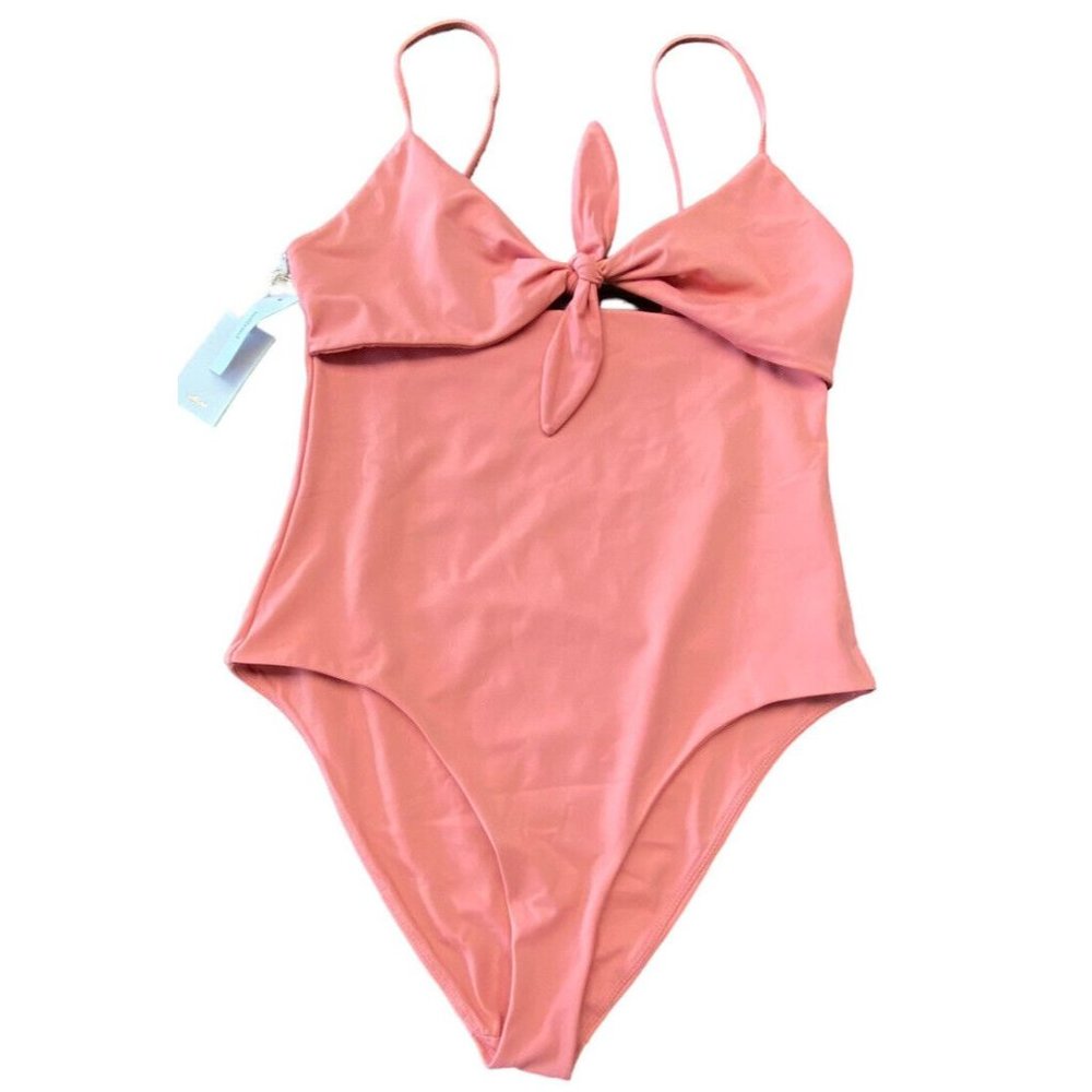 Wilfred Bodysuit Sz M Noe Melon Blush Coral Stretch Cut Out Tie Front NWT New